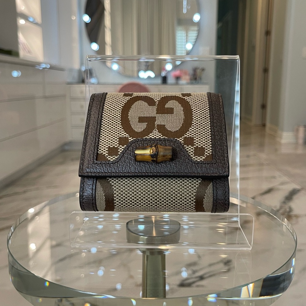 NWT Gucci Jumbo Monogram Diana Bamboo Wallet